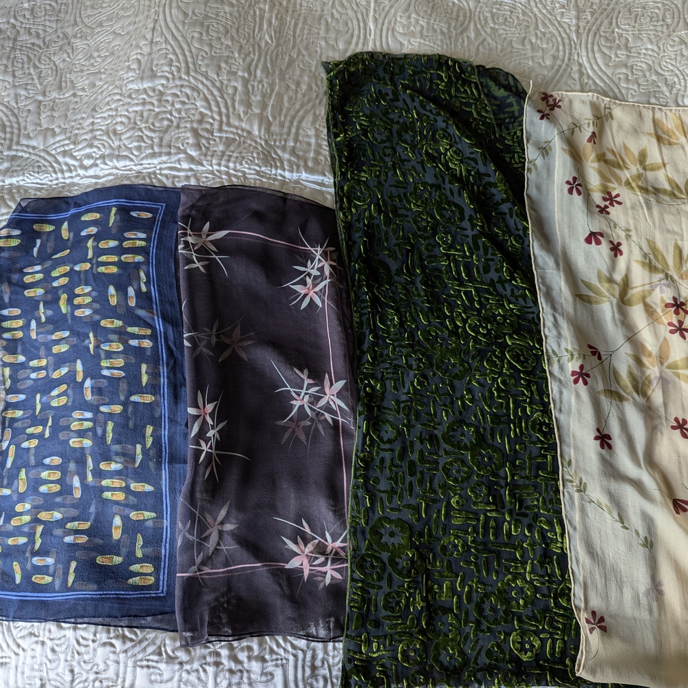 5 Scarfs (Liz Claiborne,Etc.) Floral and Leaf Patterned Scarf